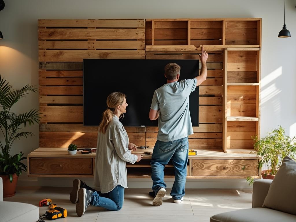 fabriquer une parroi tv avec palette