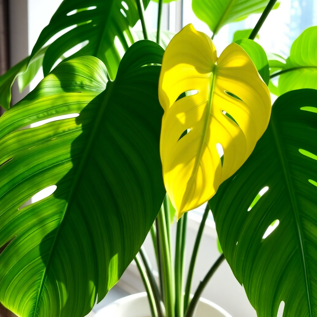 monstera feuille jaune